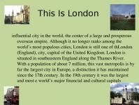 Presentation on the topic: “All about London”