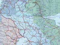 Detailed map of Finland in Russian Provinces of Finland on the map